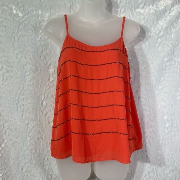 Sam Edelman Women's Rhinestone Spaghetti Strap Tank Tops Orange Size Small - Picture 3 of 12